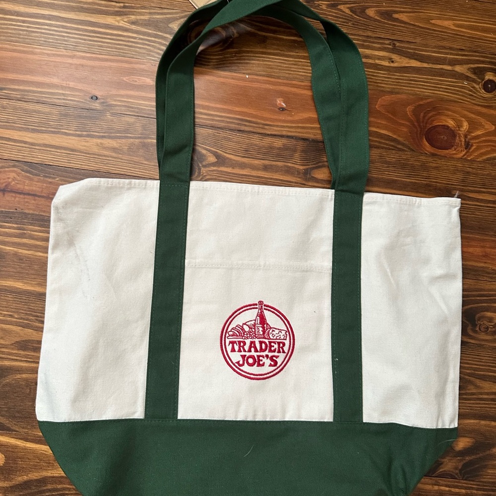 Trader Joe's large canvas tote green
